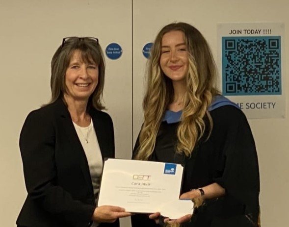 Cara Muir accepting OETT Student of the Year award 2024